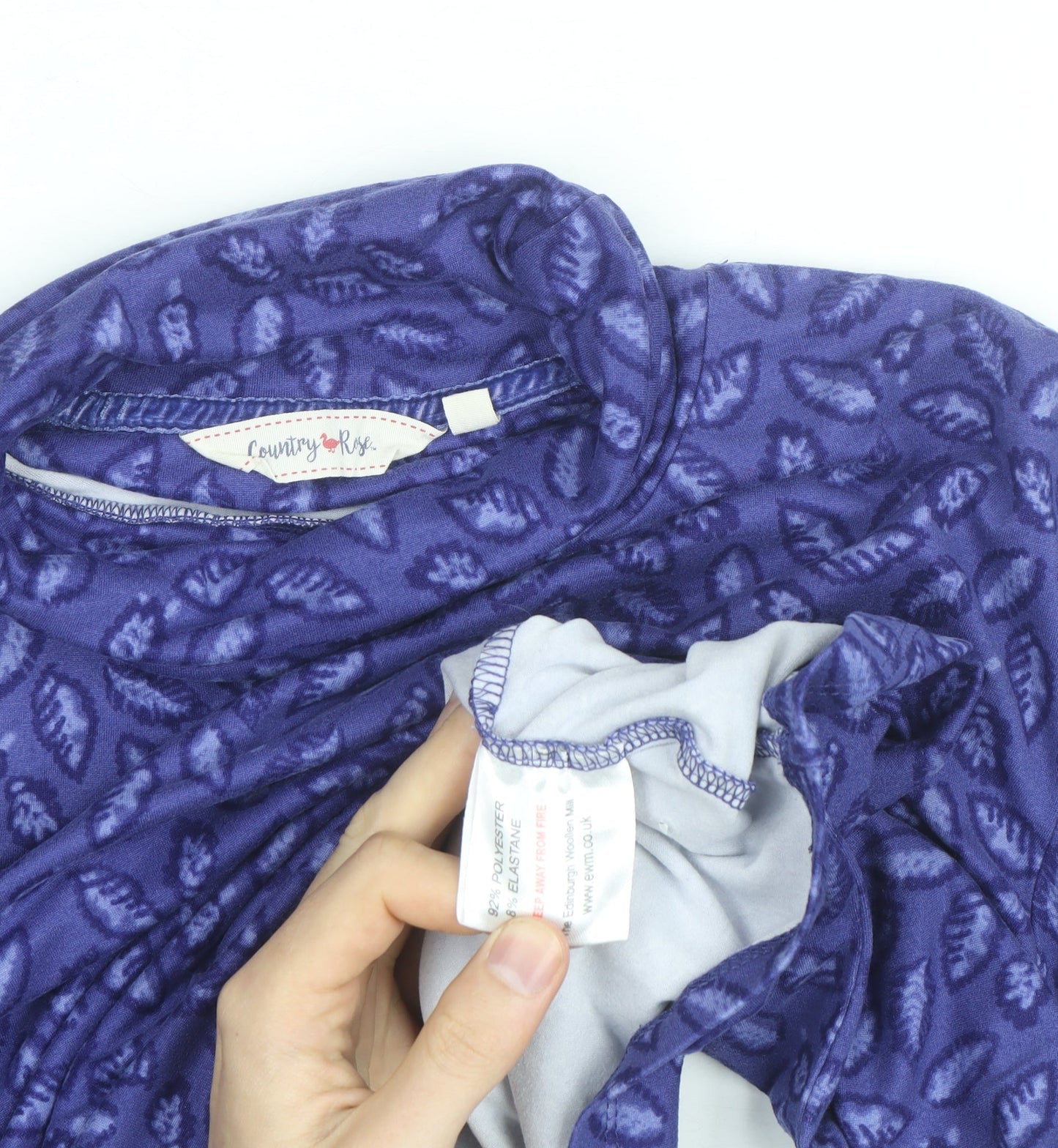 Country Rose Women's Purple Roll Neck Floral Pullover Jumper M