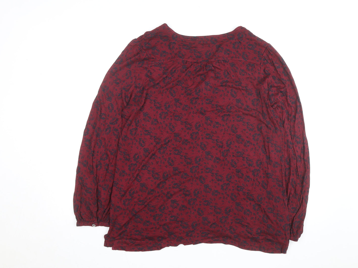 Fat Face Women's Red Floral Long Sleeve Cotton Tunic Blouse Size 14
