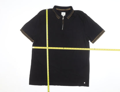 Next Men’s Black Zip Collar Short Sleeve Polo Shirt XL