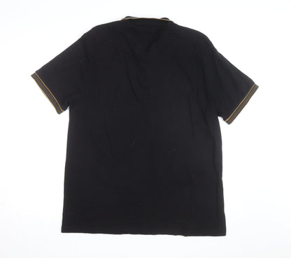 Next Men’s Black Zip Collar Short Sleeve Polo Shirt XL