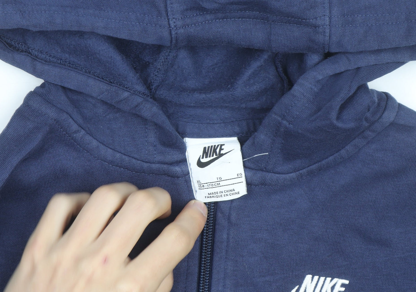 Nike Boys Navy Full Zip Hoodie XL 158-170cm Cotton Blend Sportswear