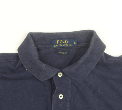 Ralph Lauren Men's Blue Custom Fit Polo Shirt L Short Sleeve Cotton