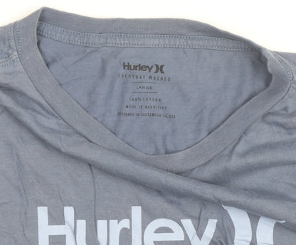 Hurley Men's Blue Large Everyday Washed Cotton Crew Neck T-Shirt