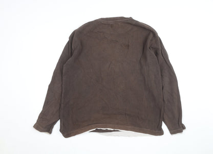Cedarwood State Men's Brown V-Neck Cotton Pullover Jumper XL