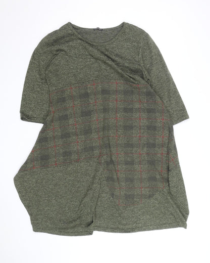 Luca Vanucci Women’s Green Check A-Line Knit Dress Size M