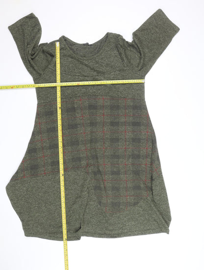Luca Vanucci Women’s Green Check A-Line Knit Dress Size M