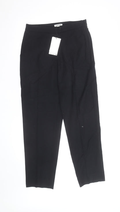 Jaeger Women Black Wool Tapered Dress Trousers Size 8