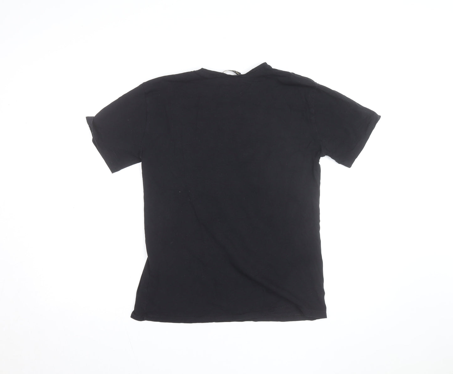 Flam Mode Men's Black Sequin Rock Graphic Cotton T-Shirt Size M