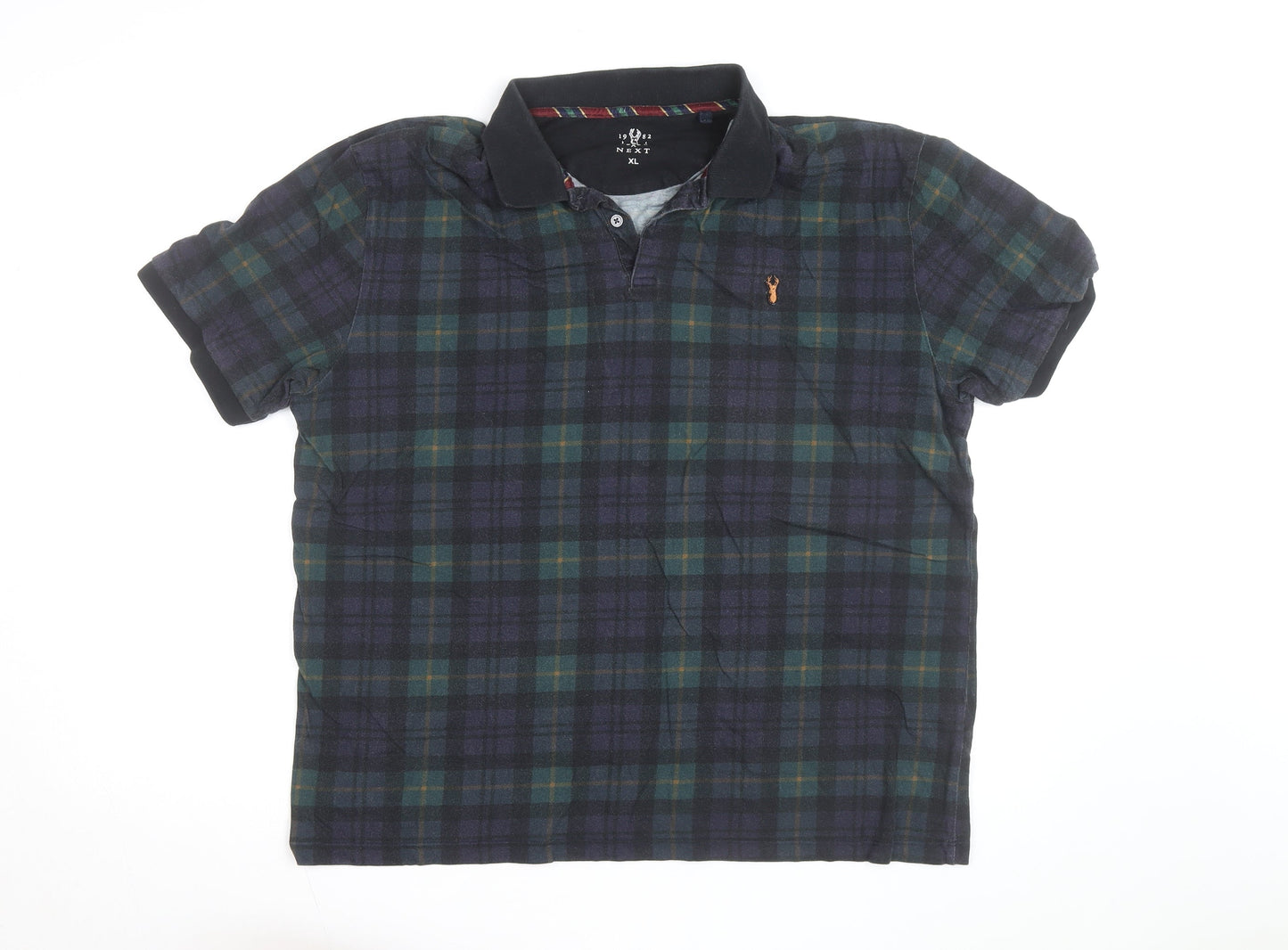 NEXT Men's Multicoloured Check Cotton Polo Shirt XL