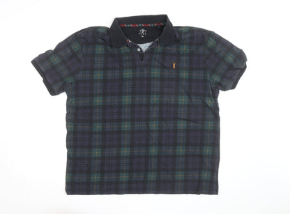 NEXT Men's Multicoloured Check Cotton Polo Shirt XL