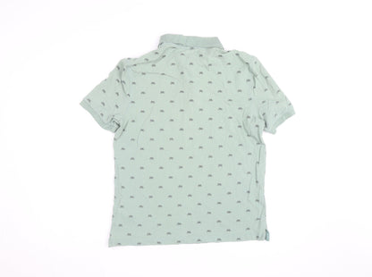 Marks and Spencer Mens Green Bicycle Print Regular Fit Polo Shirt M