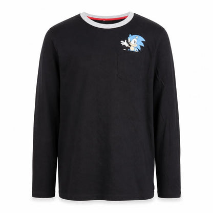 George Boys Black Sonic the Hedgehog Long Sleeve Cotton T-Shirt 12-13 Years