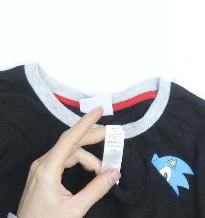 George Boys Black Sonic the Hedgehog Long Sleeve Cotton T-Shirt 12-13 Years