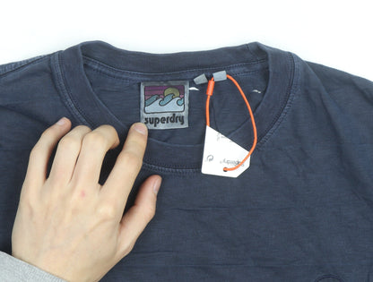 Superdry Men's Blue Regular Fit Cotton Crew Neck T-Shirt M