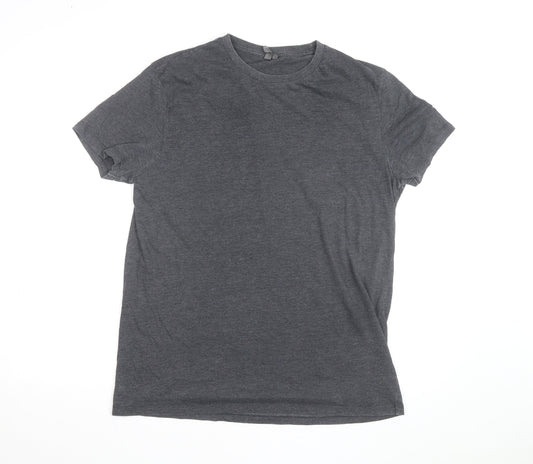 ASOS Men's Grey Crew Neck Cotton Blend Short Sleeve T-Shirt L