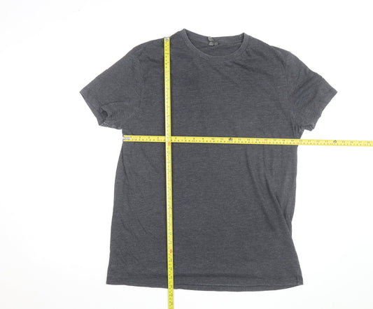 ASOS Men's Grey Crew Neck Cotton Blend Short Sleeve T-Shirt L