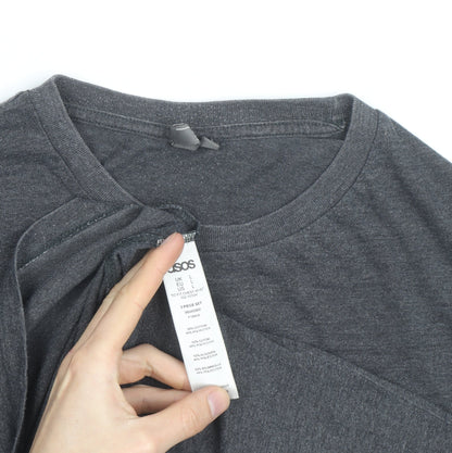 ASOS Men's Grey Crew Neck Cotton Blend Short Sleeve T-Shirt L