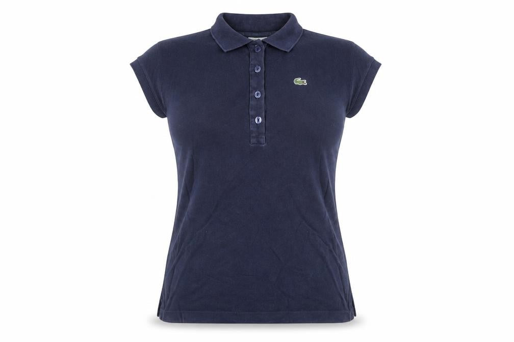 Lacoste Women's Navy Blue Polo Shirt Size 14 Classic Cotton