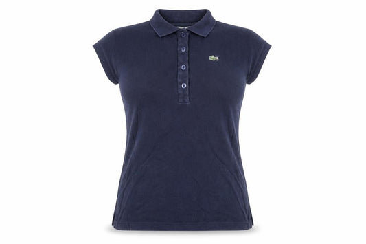 Lacoste Women's Navy Blue Polo Shirt Size 14 Classic Cotton
