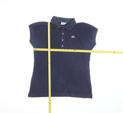 Lacoste Women's Navy Blue Polo Shirt Size 14 Classic Cotton