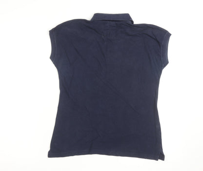 Lacoste Women's Navy Blue Polo Shirt Size 14 Classic Cotton
