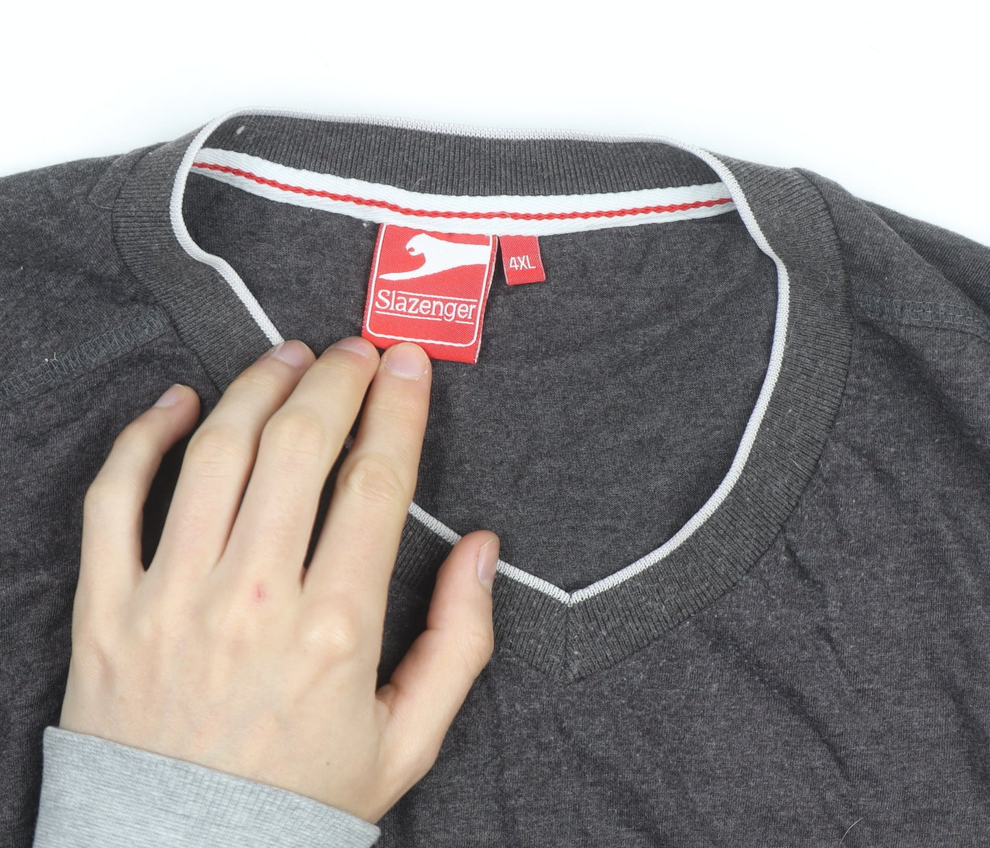 Slazenger Men's Grey 4XL V-Neck Short Sleeve T-Shirt