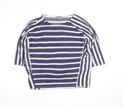 Phase Eight Women's Blue & White Striped 3/4 Sleeve Knit Top Size 14