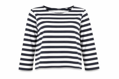 Jack Wills Women’s Blue Striped 3/4 Sleeve Cotton T-Shirt UK 10