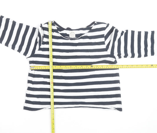 Jack Wills Women’s Blue Striped 3/4 Sleeve Cotton T-Shirt UK 10