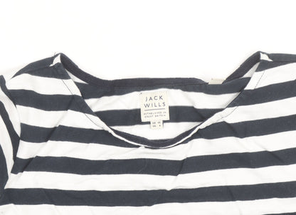Jack Wills Women’s Blue Striped 3/4 Sleeve Cotton T-Shirt UK 10