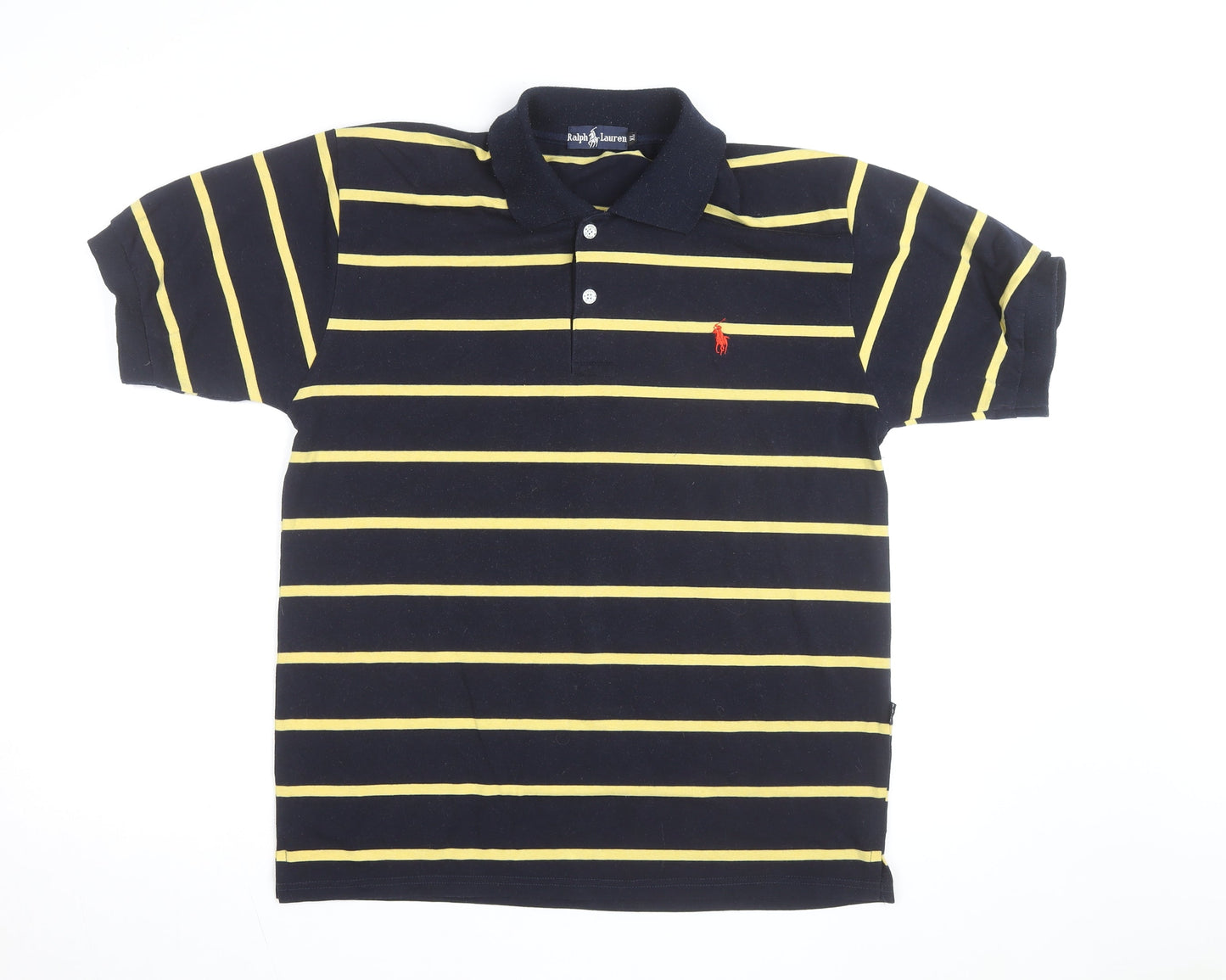 Ralph Lauren Men's Blue Yellow Striped Polo Shirt Size M