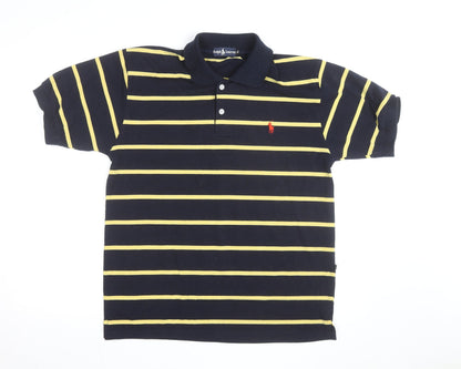 Ralph Lauren Men's Blue Yellow Striped Polo Shirt Size M