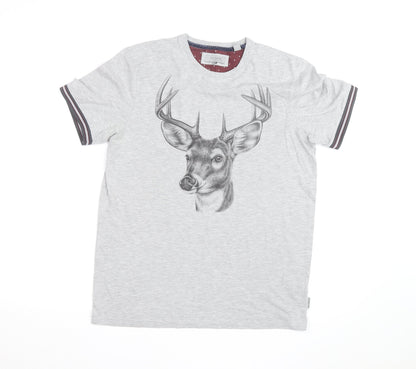 Ted Baker Men's Grey Deer Print Crew Neck T-Shirt Size M