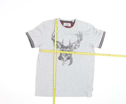 Ted Baker Men's Grey Deer Print Crew Neck T-Shirt Size M