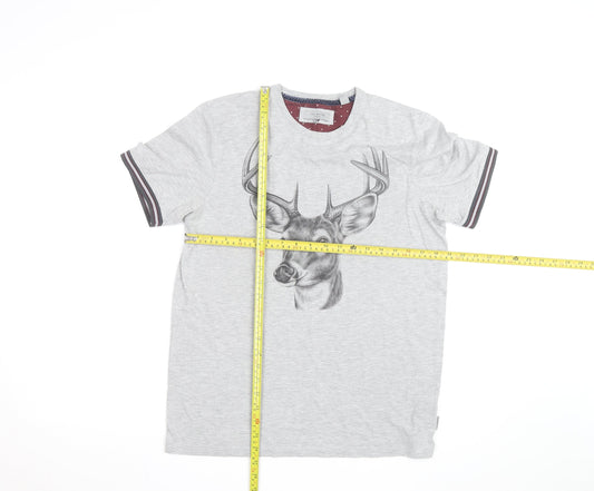 Ted Baker Men's Grey Deer Print Crew Neck T-Shirt Size M