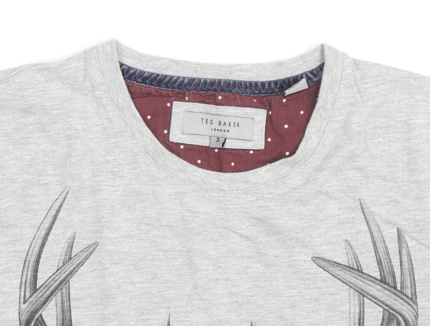 Ted Baker Men's Grey Deer Print Crew Neck T-Shirt Size M
