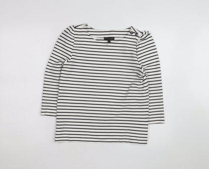 Phase Eight Women’s White Striped Stretch Jersey Top UK 8