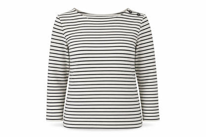 Phase Eight Women’s White Striped Stretch Jersey Top UK 8