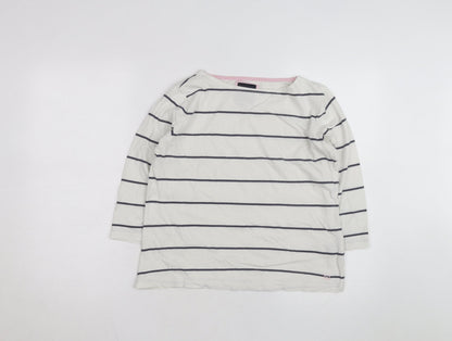Crew Clothing Women’s White Striped Boat Neck Long Sleeve Cotton Top Size 10