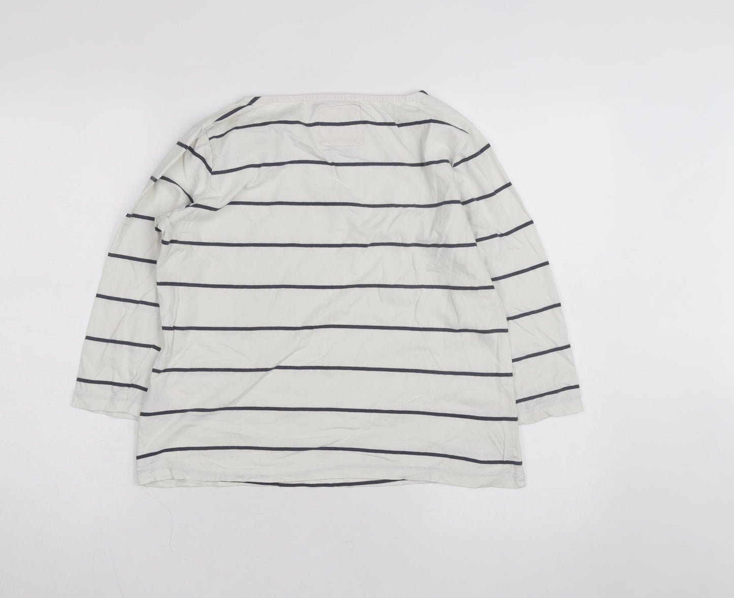 Crew Clothing Women’s White Striped Boat Neck Long Sleeve Cotton Top Size 10
