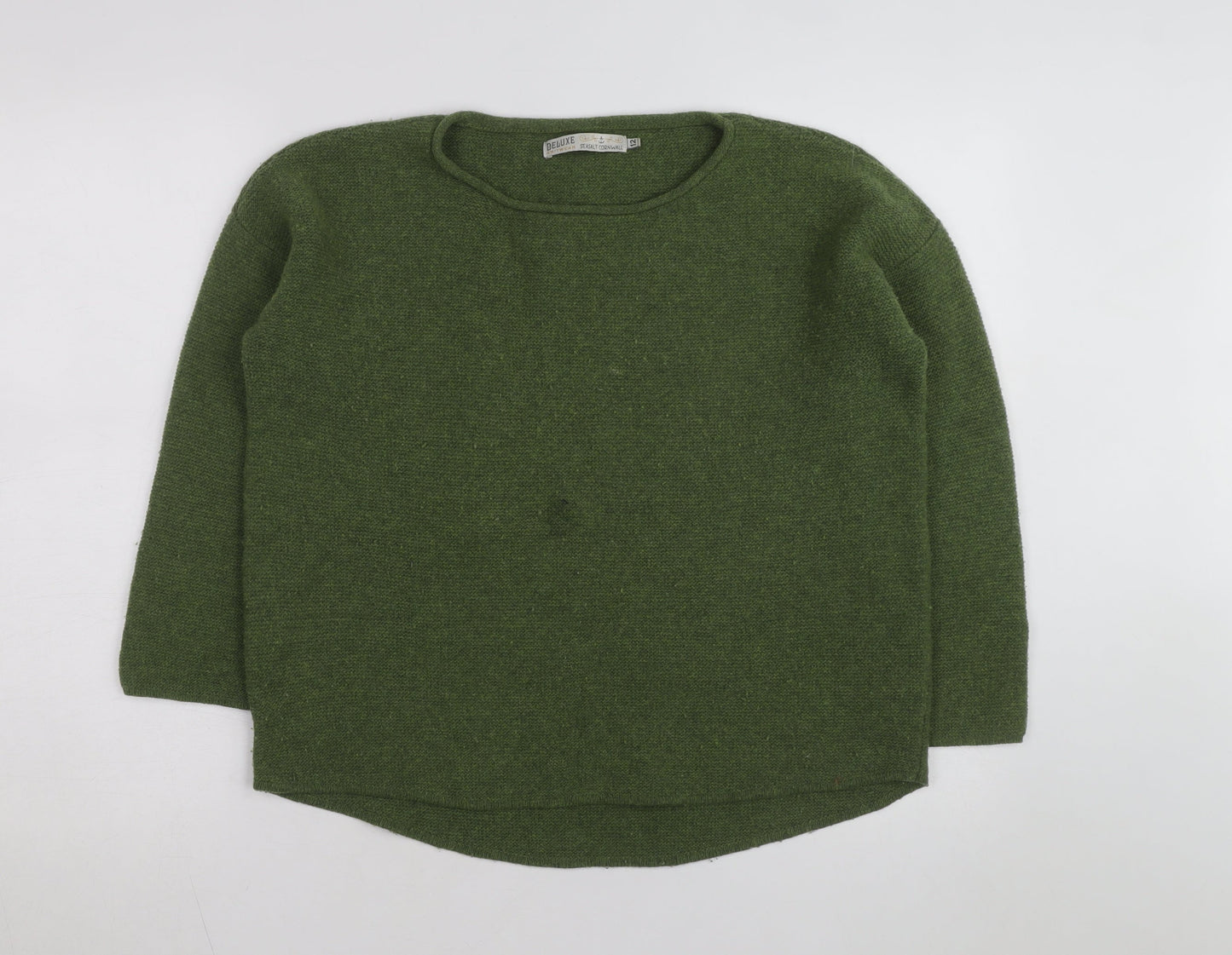 Seasalt Cornwall Women Green Wool Crew Neck Knit Jumper Size 12