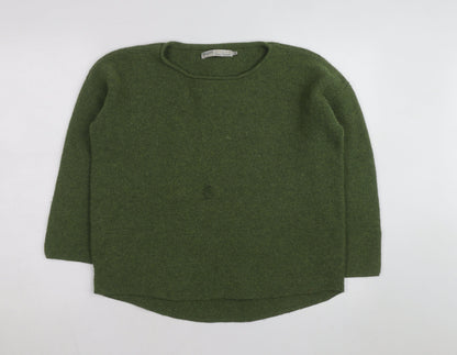 Seasalt Cornwall Women Green Wool Crew Neck Knit Jumper Size 12