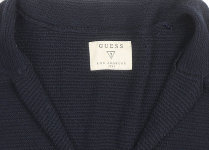 Guess Men's Blue Cotton Knit Cardigan Size M Casual Classic