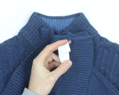 IZOD Men's Blue Cotton Cable-Knit 1/2 Zip Jumper Size M