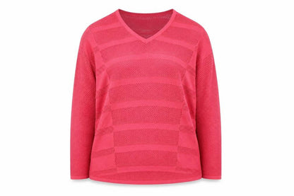 Design History Women's Pink V-Neck Open-Knit Jumper Size L