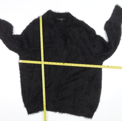 Next Women’s Black Fluffy Relaxed Fit Long Sleeve Cardigan Size 20