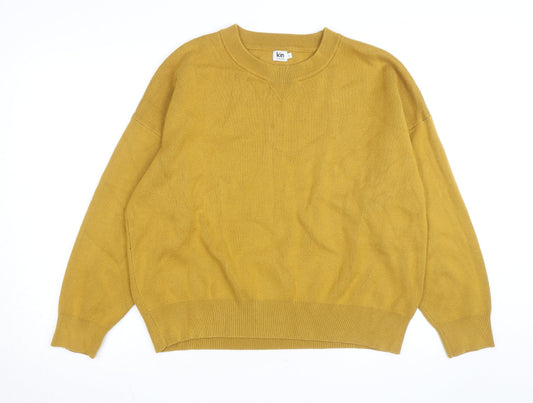 Kin by John Lewis Men's Yellow Wool Crew Neck Jumper Size L