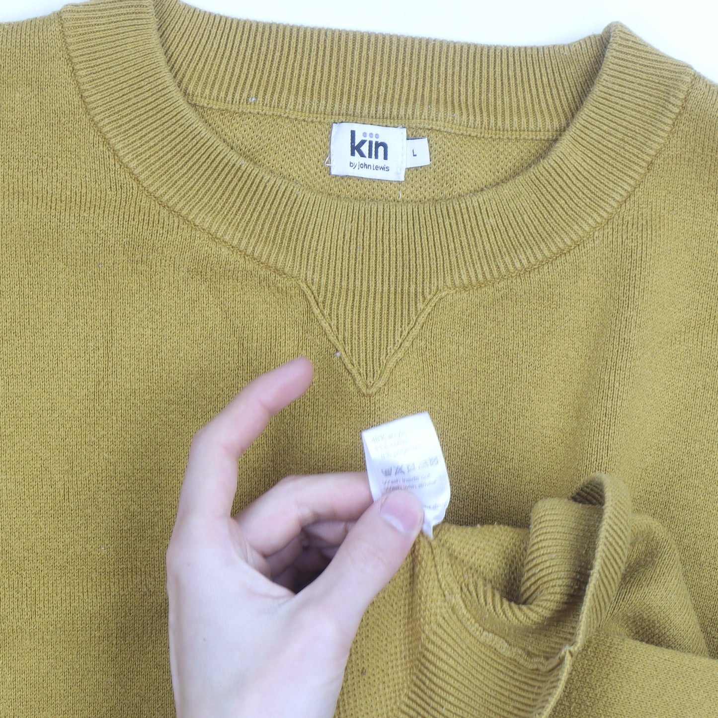 Kin by John Lewis Men's Yellow Wool Crew Neck Jumper Size L