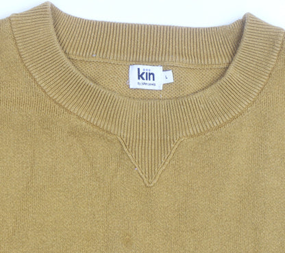 Kin by John Lewis Men's Yellow Wool Crew Neck Jumper Size L