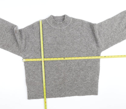 Marks and Spencer Women's Grey Mock Neck Wool-Blend Pullover Jumper M